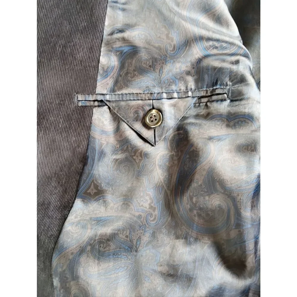 Chaps Men's navy blue corduroy Blazer in with deep blue paisley lining